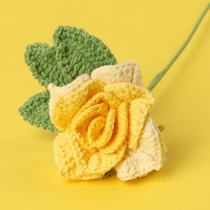 Jarrey Nouveaux Styles Fleurs de Rose Artificielles au Crochet Faites à la Main, <span class=keywords><strong>Tiges</strong></span> de Roses Tricotées à la Main pour la Saint-Valentin, Décoration Intérieure, DIY Floral - Product Image 5