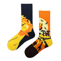 Chaussette de bonne chance pour adultes Chaussettes dépareillées pour femmes Chaussettes étranges colorées sur le thème du chat chanceux Chaussettes classiques pour hommes