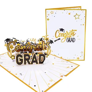 맞춤형 로고 수제 팝업 카드 독점 축하 졸업 3D 인사말 카드