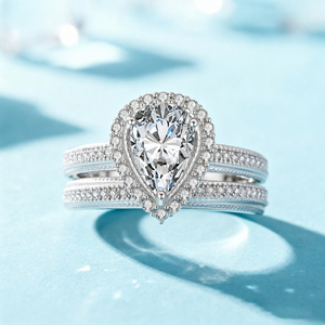 Fashion Jewelry 925 Sterling <b>Silver</b> Rhodium Plated Water Drop Shaped 5A Cubic Zircon Stackable Women's Engagement <b>Ring</b> - Product Image 3