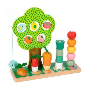 สินค้าดรอปชิปปี 2026 ของเล่นไม้หลากสีสันสำหรับการศึกษาปฐมวัย ตัวต่อผักผลไม้รูปสัตว์ - Product Image 2