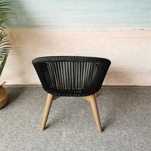 Sillas de jardín con estructura de aluminio, tejido de cuerda y base de madera de teca, más resistentes y con un aspecto elegante para muebles de patio, sillón de descanso. - Product Image 6