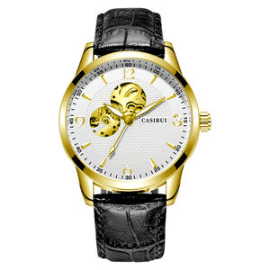 Gucamel Luxe Automatique Squelette Homme Montre Mécanique Étanche Business Wristwatch Bracelet en Cuir Phase de Lune Reloj - Product Image 4