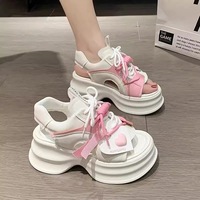 Nouvelles sandales compensées en jean à lacets, style 2026, avec semelles moelleuses et bout ouvert, pour la tendance mode estivale