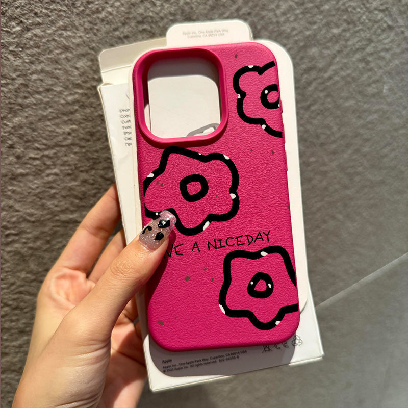 Line Pattern Flower [Rose Red Litchi Texture]