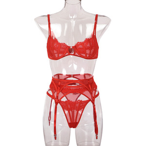 Conjunto de Lencería de Tres Piezas de Encaje de Alta Calidad y Diseño Clásico para Mujer, Estilo 2022 - Product Image 5