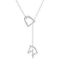 Collier fer à cheval en argent sterling 925 Lariat Horse Stirrup Y Chain Horseshoe Necklace 925