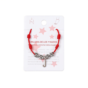 Tobillera Angelina de siete nudos con cuerda roja y dije de la letra J para mujer, joyería de moda, regalo. - Product Image 3