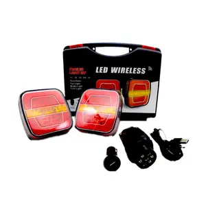 12V/24V IP67ワイヤレスLEDトレーラーライトブレーキターンライセンステールライトキット牽引トラック用磁気トラックライトコントローラー付き