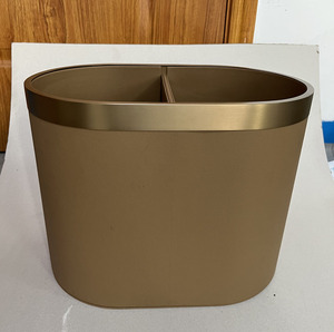 <span class=keywords><strong>Poubelle</strong></span> à ouverture supérieure en métal et cuir au design original pour la maison, la salle de bain, les toilettes, la <span class=keywords><strong>cuisine</strong></span>, le salon, ovale, tri des déchets - Product Image 4
