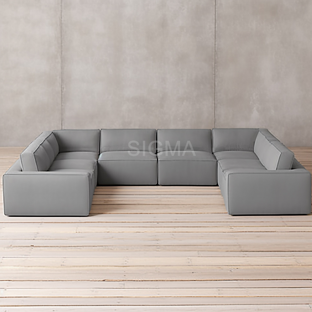 High Quality Grey Modern Villa Living Room sofa set Comfortable soft Design U shape sectional Modular Sofa