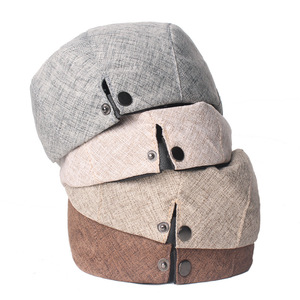 Chapeau avant en coton et chanvre Casquette rétro simple pour homme Béret jeunesse artistique d'automne - Product Image 4