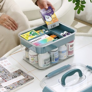 Caja de almacenamiento de doble compartimento para botiquín familiar, caja de almacenamiento con hebilla de cinturón portátil de gran capacidad, juego completo de caja de emergencia - Product Image 5