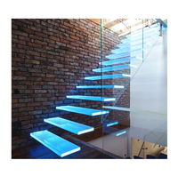 Escalier flottant intérieur personnalisé à faire soi-même avec marches en bois/verre, installation pratique pour appartement, directement du fournisseur