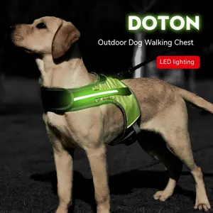 2024 fabricant Logo personnalisé été réglable luxe sans traction harnais pour chien harnais Led pour animaux de compagnie lumière Led harnais pour chien