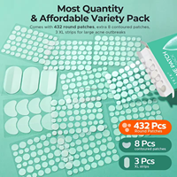 Patchs anti-acné 5 tailles 443 pièces Bandages hydrocolloïdes Patchs anti-acné de grande taille pour le corps, le dos, le visage, la poitrine, Patchs anti-boutons
