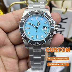 Reloj Deportivo de Lujo al por Mayor con Movimiento Mecánico Automático para Hombre, Caja de Acero Inoxidable de 41 mm, Esfera Azul, Bisel de Cerámica - Product Image 1