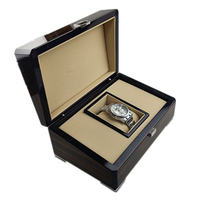 Caja de Reloj de Madera Personalizada de Fábrica con Acabado Brillante, Caja de Regalo Individual para Reloj con Grano de Madera Oscuro, Cierre Metálico, Venta al Por Mayor OEM