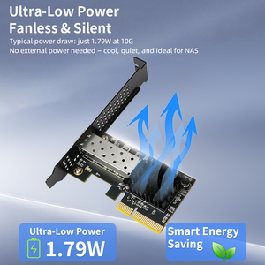 Lekuo PR27F11 10Gbps SFP+ PCI X4 Tarjeta de Red de Fibra Óptica de un Solo Puerto RTL8127 Cableada de Perfil Bajo para Servidor NAS Linux/Windows True 10G SFP - Product Image 3