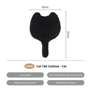 QINGNAN Cat Tail Home <strong>Cushion</strong> Flocking Soft Comfortable <strong>Round</strong> <strong>Stool</strong> Chair Seat Non-slip Cute Animal Pattern Machine Washable Mat - Product Image 6