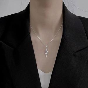 สร้อยคอเหล็กไทเทเนียมไม่ซีดจางจี้งูสร้อยคอห่วงโซ่กระดูกไหปลาร้าดีไซน์เฉพาะ - Product Image 1