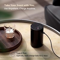 Diffuseur d'huiles essentielles sans eau Airversa, kit de démarrage, 4 x 10 ml, fonctionne sur piles, mini, portable, maison, voiture, bureau, noir, sans application