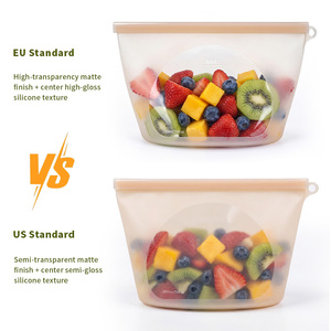 冷蔵庫用 シリコン保存バッグ 再利用可能 厚手 透明 密閉 自立式 - Product Image 3