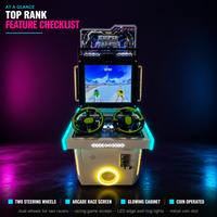Machine de jeu d'arcade de course à deux joueurs à monnayeur avec deux volants et lumières LED pour divertissement en intérieur