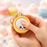 Porte-clés anti-stress en PVC souple pour filles, motif mini-boulette kawaii, jouet sensoriel à presser, breloque de sac, 14+
