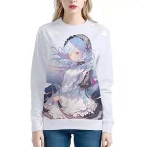 女性のためのカスタム印刷ファッションスウェットシャツは日本のアニメセータープルオーバー女性のパーカーなしのラウンドネックセーターを印刷します