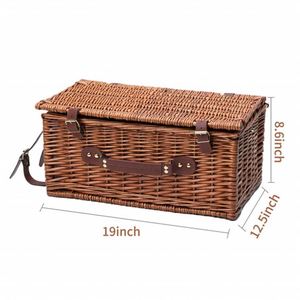 Panier à pique-nique et à bonbons en osier vintage avec paniers de style campagnard, panier à nourriture fraîche en osier noir, panier à vin pas cher - Product Image 2