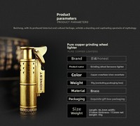 Briquet rétro en laiton - Briquet à kérosène finition antique, allumage à bras oscillant, cadeau haut de gamme pour hommes