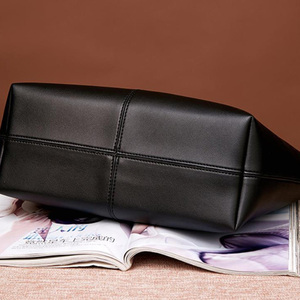 Túi xách nữ thời trang cao cấp thiết kế mới 2021, chất liệu da PU, dung tích lớn, màu đen, bán buôn - Product Image 3