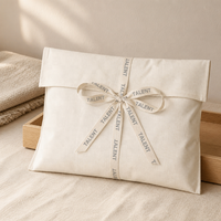 Nouvelle pochette cadeau en toile naturelle et biologique avec ruban, logo personnalisé, pour cosmétiques, soins de la peau, carnets, enveloppes et sacs anti-poussière