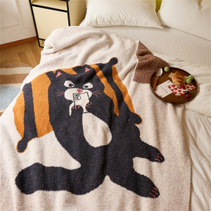 Accepter personnalisé 100% polyester mignon chat Jacquard tricoté couverture pour la décoration de la maison cadeau couverture en microfibre OEKO-TEX <span class=keywords><strong>LGL</strong></span> - Product Image 2