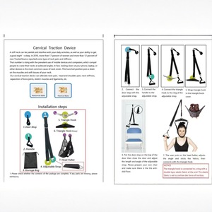 Ceinture de traction cervicale portable pour suspension sur porte, support de cou, massage santé, utilisation manuelle, noir et blanc - Product Image 2