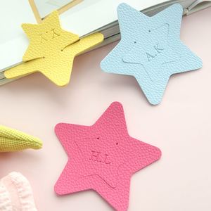 Personalized PU Leather Cute Star Bookmark Custom Initials Mixed Colors Unique Page Marker Corner Reading Education <b>Gifts</b> - Product Image 1