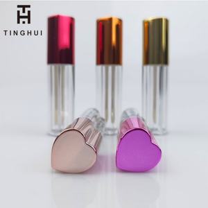 Popular Heart Shaped Lipgloss Tubes Empty <b>clear</b> pink Wand Lipstick <b>Container</b> Tubes 5ml Cosmetic Packaging Lip Gloss Tube - Product Image 1