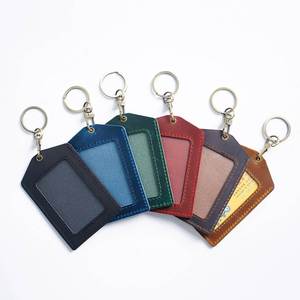 Real Leather Durable Embossed Modern ID/Work/Badge/Card Holders & <b>Name</b> <b>Tags</b> for Bus/Campus/Meal Cards - Product Image 1