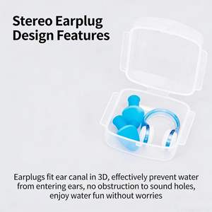 Ensemble de bouchons <span class=keywords><strong>d</strong></span>'oreilles et de pince-nez de natation en silicone, professionnel, étanche et <span class=keywords><strong>anti</strong></span>-étouffement, équipement de protection essentiel pour la natation - Product Image 2