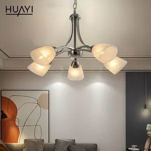 HUAYI Spot produkt USA & CA zertifizierung led metall glas schatten kronleuchter E12 hängen lampe decke lampe dekorative licht