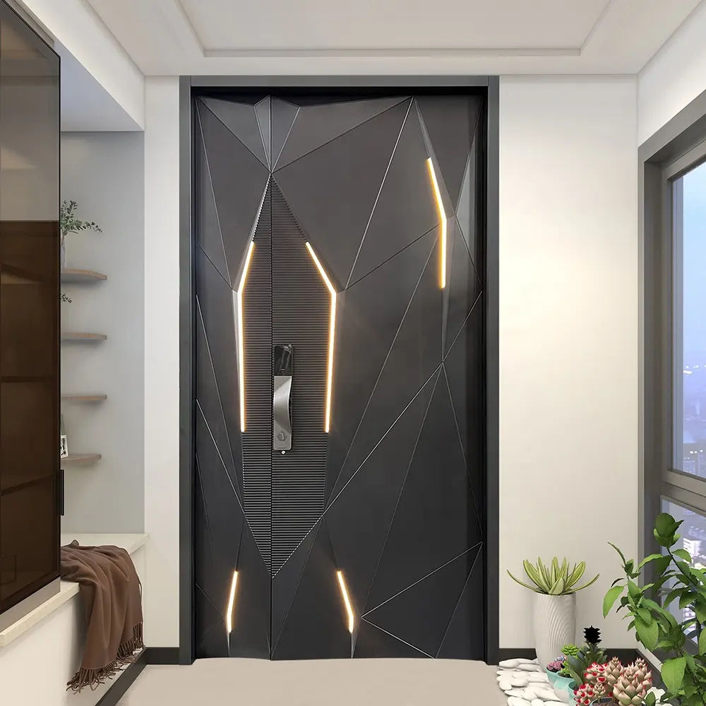 Pintu pivot depan mewah Eropa desain baru pintu masuk logam aluminium untuk rumah villa gerbang utama