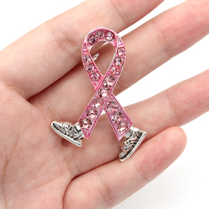 Broches personnalisées Ruban <span class=keywords><strong>rose</strong></span> d'<span class=keywords><strong>octobre</strong></span> pour la sensibilisation au cancer du <span class=keywords><strong>sein</strong></span>, jolie broche en forme de ruban, bijou cadeau - Product Image 5
