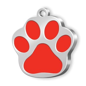 Etiqueta de Identificación para Mascotas, Diseño de Pata Grande, Roja, Metálica, para Collar de Perro - Product Image 1