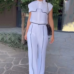 ชุดลำลองแฟชั่น เสื้อแขนกุด กางเกงขายาว ชุดอยู่บ้านเรียบง่ายสำหรับผู้หญิง 2 ชิ้น แฟชั่น - Product Image 3