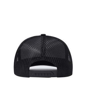 Casquette <span class=keywords><strong>Trucker</strong></span> en Maille Respirante à Cinq Panneaux Légèrement Courbée pour Hommes, Noire Pure, Haute Qualité, Réglable, pour l'Extérieur - Idéale pour <span class=keywords><strong>AliExpress</strong></span> - Product Image 2