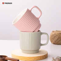 Nordischer Stil Makronen-Bonbonfarben Niedliche Latte Cappuccino Kakao Steinzeug Keramik 11 oz Blei- und Cadmiumfreie Spülmaschinen- und Mikrowellenfeste Tassen