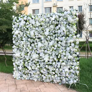 V55 Wedding Suppliers 5D Roll Up Artificial Flowers Wedding Backdrop Fabric Base Decorative Flower Wall For Event Ceremony Decor