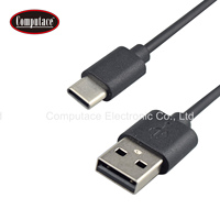 Cable de Carga USB 2.0 Tipo-A a Tipo-C de PVC Negro de 10 cm para Computadora, Banco de Energía y Dispositivos Portátiles