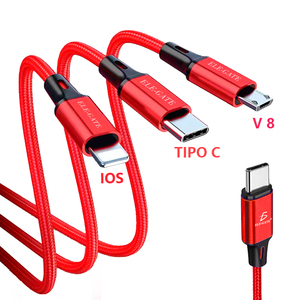 สายชาร์จ ELE-GATE USB C เป็น 8 พิน 3 in 1 ชาร์จเร็ว ถ่ายโอนข้อมูลได้ ใช้งานร่วมกับสมาร์ทโฟนและแท็บเล็ต พร้อมดีไซน์สายถักไนลอน - Product Image 3